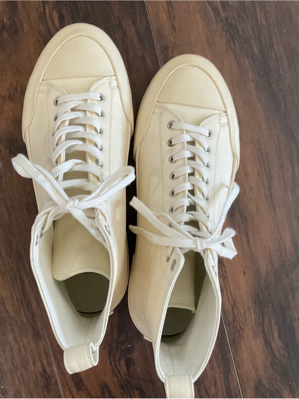 Jil Sander Off-White Leather High-Top Sneakers sz 40